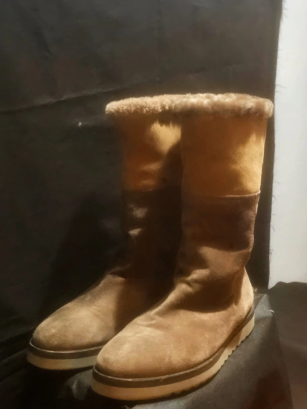 Aquatalia Boots Suede Mid Calf Faux Fur Lined Size 10